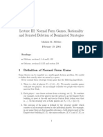 Lecture III: Normal Form Games, Rationality and Iterated Deletion of Dominated Strategies