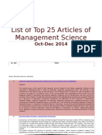 Top 25 Articles of Management Science