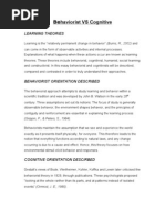 Behaviorist Vs Cognitive