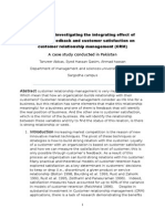 Empirically Investigating The Integrating Effect of Customer Feedback and Customer Satisfaction On Customer Relationship Management