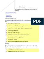 Future Tenses: Predictions/statements of Fact Intentions Arrangements Scheduled Events