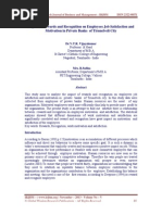 Impact of Rewards and Recognition On Employees Job Satisfaction and Motivation in Private Banks of Tirunelveli City