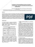 Determinación de La Potencia, de Dos Anestésicos Locales Utilizados Clínicamente, Lidocaína y Bupivacaína, Aplicado A Ratones (Mus Musculus) de Laboratorio