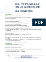 9th Atoms and Molecules Chemistry Test Paper