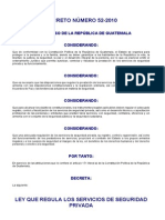 Ley Que Regula Los Servicios de Seguridad Privada - DeCRETO DEL CONGRESO 52-2010