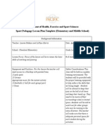 Department of Health, Exercise and Sport Sciences Sport Pedagogy Lesson Plan Template (Elementary and Middle School)