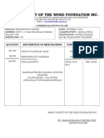 Merr-C Society of The Word Foundation Inc.: Quantity Description of Merchandise Unit Price Amount