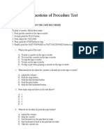 30 Questions of Procedure Text: Playing A Cassette On The Tape Recorder