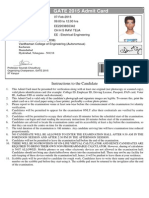 GATE 2015 Admit Card: Instructions To The Candidate