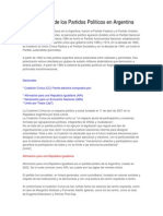 Breve Historia de Los Partidos Políticos en Argentina