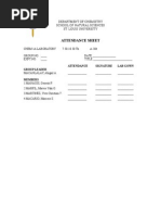 Attendance Sheet: Department of Chemistry School of Natural Sciences St. Louis University