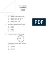 Final Year Exam Mathematics (PAPER 1) Year 5