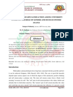 Self Esteem and Life Satisfaction Among University Students: The Role of Gender and Socio-Economic Status