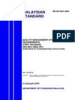 Malaysian Standard: Quality Management Systems - Requirements (First Revision) (ISO 9001:2008, IDT)