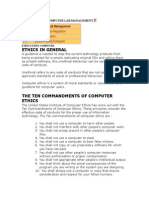 Ethics in General: 1 1.1 Computer Lab Regulation 1.2 Lab Organisation 1.3 Ethics in Using Computer