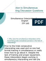 Introduction To Simultaneous Interpreting Discussion Questions