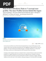 How To Fix A Windows Vista or 7 Corrupt User Profile - The User Profile Service Failed The Logon - Expert Reviews