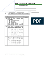 Upplier Ssessment Roforma: 1. Firm Status (Local Supplier / Contract)