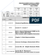 Pakistan Academy School Al-Ahmadi Kuwait Monthly Test Schedule 2015 Class: 10 FBISE