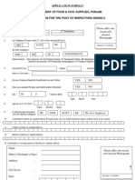 Food Inspector Punjab Application Form 2010