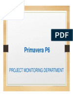 Primavera P6: Project Monitoring Department