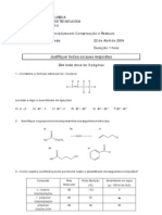 Química Orgânica Testes e Exames 04 05 