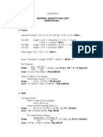 Material Quantity and Cost Computation