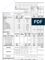 Material Specific Gravity Weight (KG) Volume (Cum) : Age Date of Testing Weight Load Strength Average Remarks