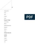 Fundamentals of Visual Arts: Elements of Art - Line - Shape and Form - Value - Color - Texture - Space