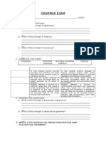 Grammar Exam: 4. Write 2 Differences Between Prescriptive and Descriptive Grammar