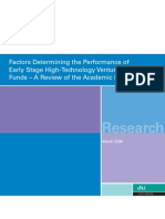 Factors Determining The Performance of Early Stage High-Technology Venture Capital Funds - A Review of The Academic Literature