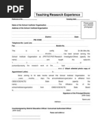 Teaching Experience Certificate Format