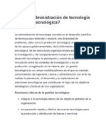 Qué Es Administración de Tecnología o Gestión Tecnológica