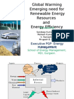 Global Warming Emerging Need For Renewable Energy Resources and Energy Efficiency