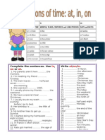 Prepositions of Time in On at