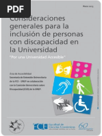 Consideraciones Generales para La Inclusion de Personas Con Discapacidad en La Universidad