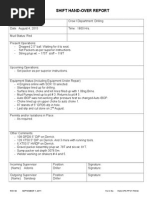 Shift Hand-Over Report: REV 00 SEPTEMBER 1, 2011 Form No: HQS-OPS-PP-01 FM 04