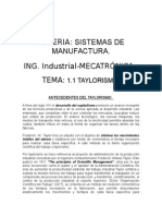 Taylorismo, Sistema de Manufactura