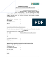 Undertaking / Declaration (For Linking IDBI Bank Account Number With Aadhaar Number)