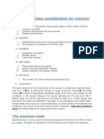 Material Selection Consideration For Reactors