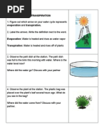 Station #1: Evaporation and Transpiration