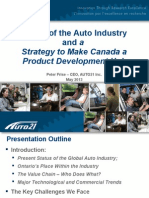 Status of The Auto Industry and A: Strategy To Make Canada A Product Development Hub