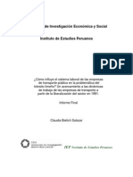 Como Influye El Sistema Laboral de Las Empresas de Transporte Publico en La Problematica Del Transito Limeño