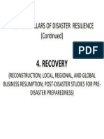 Recovery: The Four Pillars of Disaster Resilience (Con4nued)