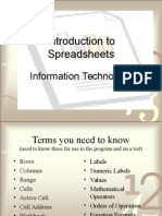 Introduction To Spreadsheets: Information Technology