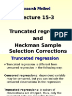 Lecture 15-3 Cross Section and Panel (Truncated Regression, Heckman Sample Selection)