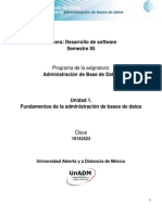 Unidad 1. Fundamentos de La Admnistración de Bases de Datos