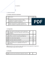 Checklist For Mechanical Completion