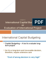 International Capital Budgeting or Evaluation of International Project