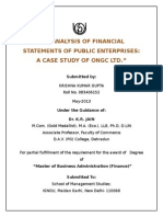 An Analysis of Financial Statements of Public Enterprises: A Case Study of Ongc Ltd.